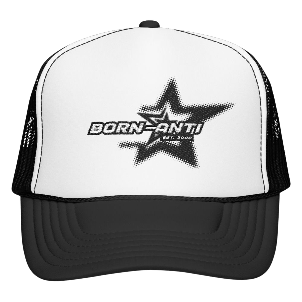 Born Anti Star Foam Trucker Hat in Black/White